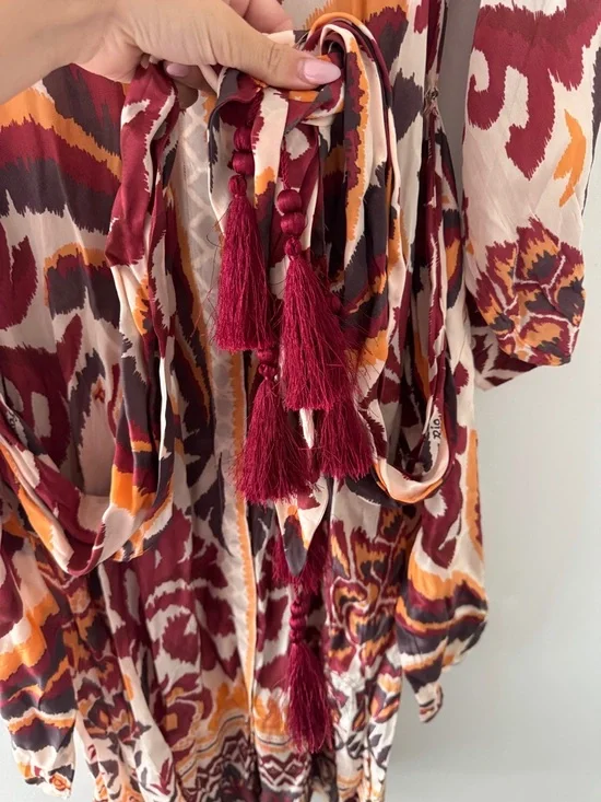 FARM RIO Tie Front Long Sleeve Shirtdress M - Picture 4 of 6